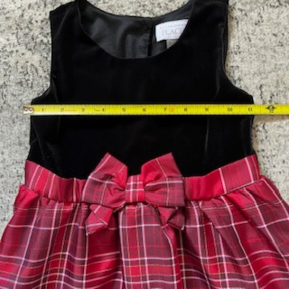 🧡3/15 The Children's Place Velvet Black/Red/Gold Dress Girls 5T - Picture 5 of 9
